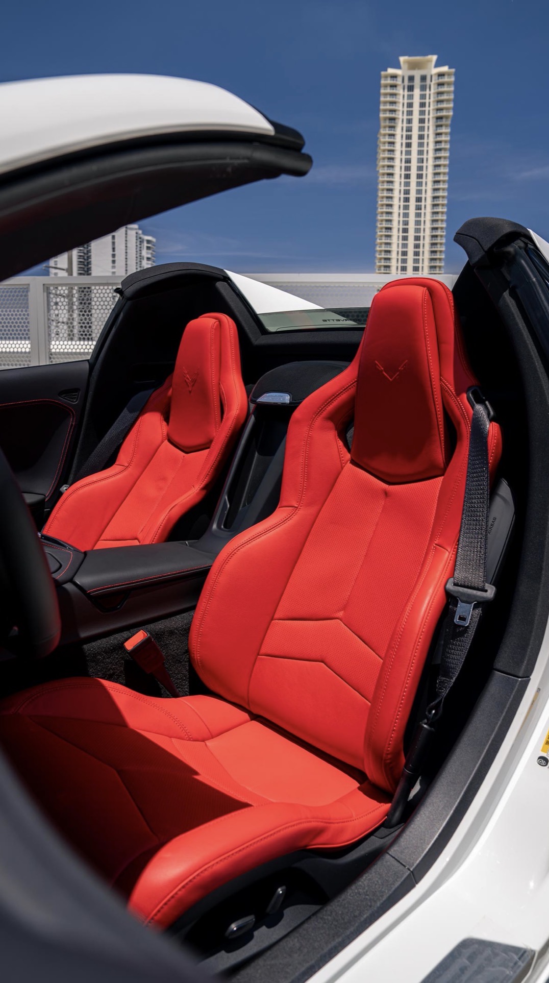 Corvette C8 red seats interior