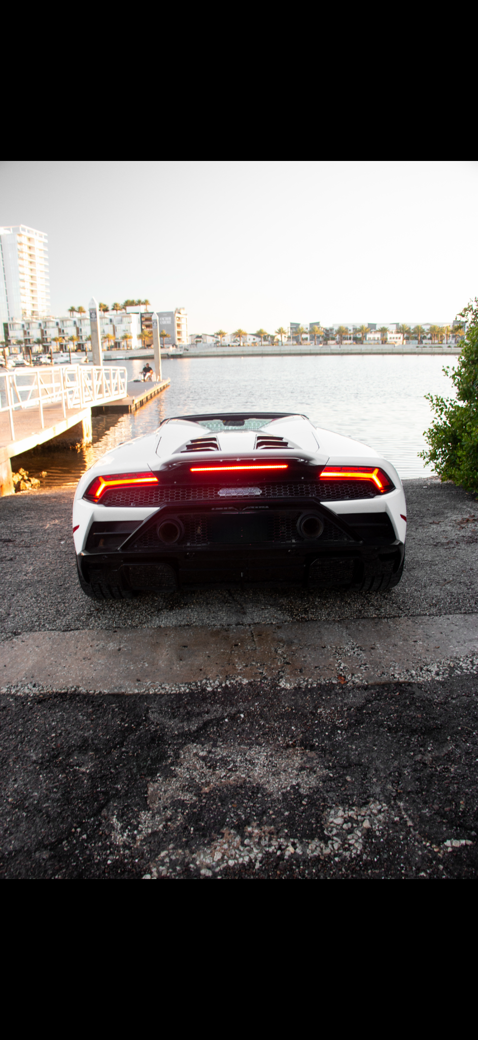 Lamborghini Huracan EVO rear waterfront view
