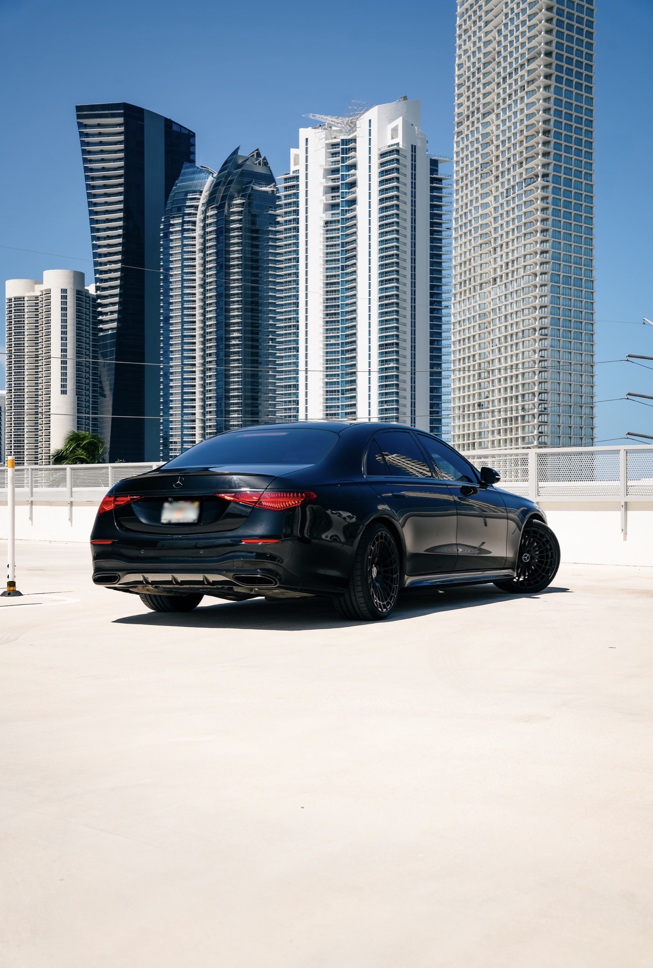 Mercedes S580 rear three-quarter view